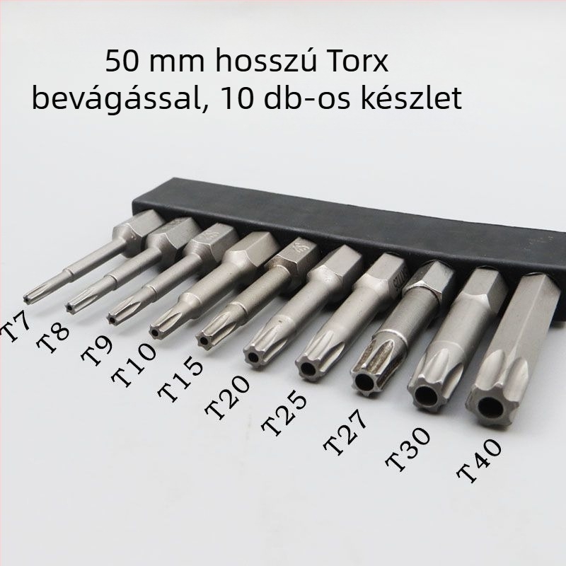 Megkeményített mágneses csavarhúzó bitek készlet Philips, lapos fejű, Torx és HEX bitekkel, akkumulátoros és kézi fúrókhoz