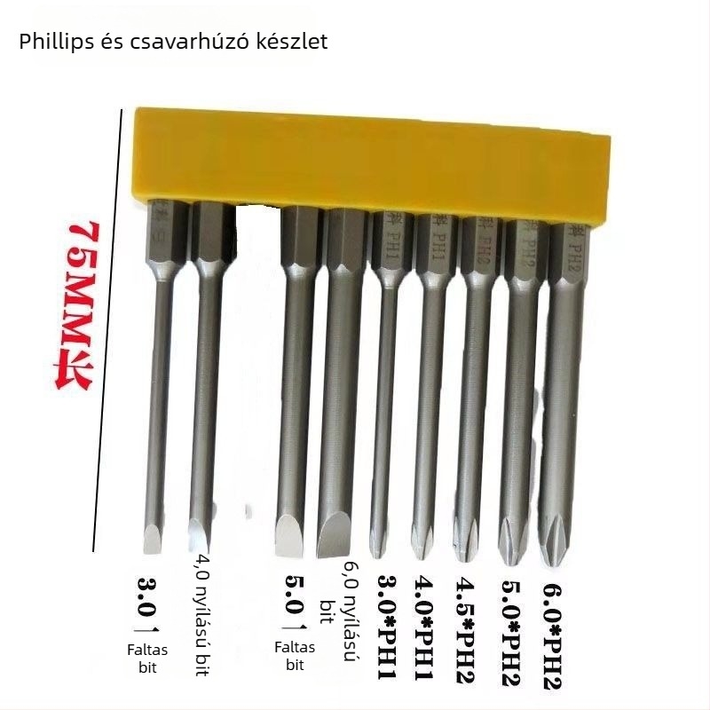 Megkeményített mágneses csavarhúzó bitek készlet Philips, lapos fejű, Torx és HEX bitekkel, akkumulátoros és kézi fúrókhoz