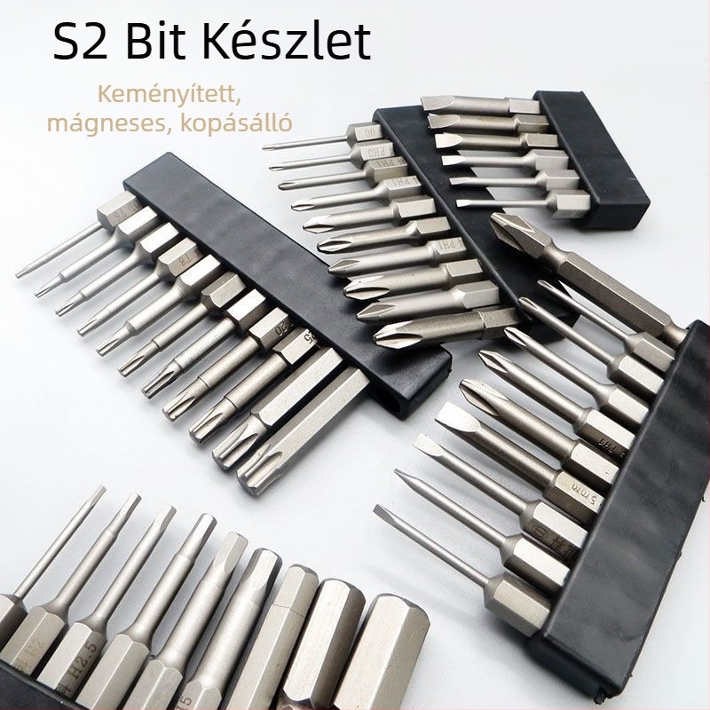 Megkeményített mágneses csavarhúzó bitek készlet Philips, lapos fejű, Torx és HEX bitekkel, akkumulátoros és kézi fúrókhoz