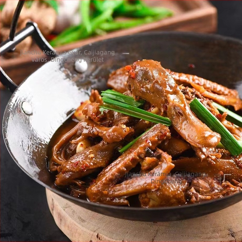 Tradicionális függő öntöttvas fazék – kínai stílusú főzésre, bevonat nélküli, egyrétegű aljzattal, gáztűzhelyhez kompatibil