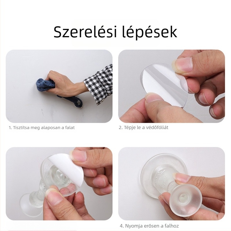 Szilikon ajtóstopper — fúrás nélküli, ütközés elleni védelem, bejárati és hátsó ajtókhoz