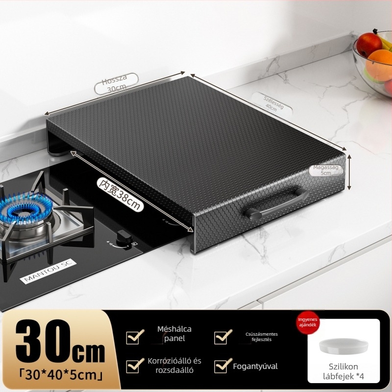 Fali tároló gáz- és indukciós főzőlaphoz, szénacél, nordic stílus, Home Bailey