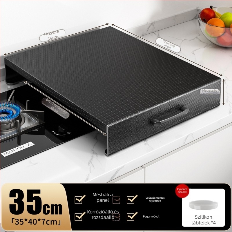 Fali tároló gáz- és indukciós főzőlaphoz, szénacél, nordic stílus, Home Bailey