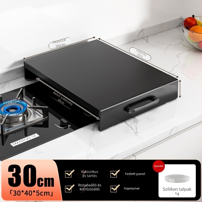 Fali tároló gáz- és indukciós főzőlaphoz, szénacél, nordic stílus, Home Bailey