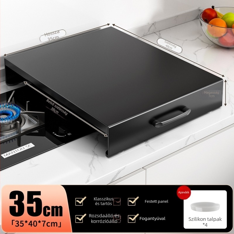 Fali tároló gáz- és indukciós főzőlaphoz, szénacél, nordic stílus, Home Bailey