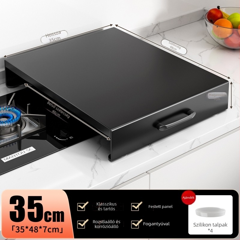 Fali tároló gáz- és indukciós főzőlaphoz, szénacél, nordic stílus, Home Bailey