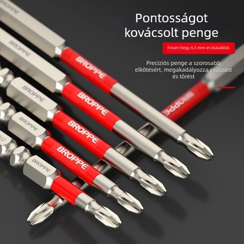 Keresztes bit fejjel ellátott elektromos fúró- és csavaró készlet, erős mágneses rögzítés, nagy nyomaték, ütésálló kivitel, HSS anyag