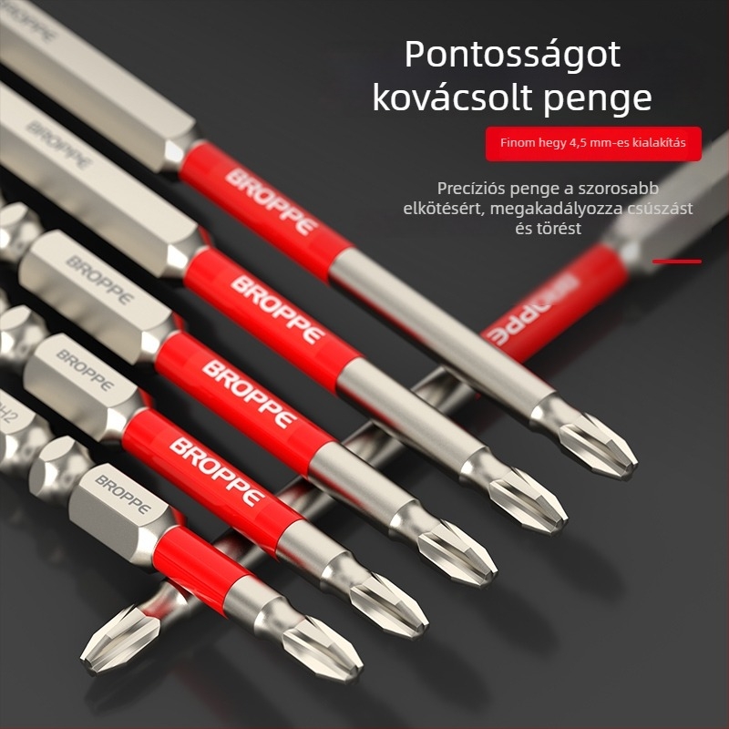 Keresztes bit fejjel ellátott elektromos fúró- és csavaró készlet, erős mágneses rögzítés, nagy nyomaték, ütésálló kivitel, HSS anyag