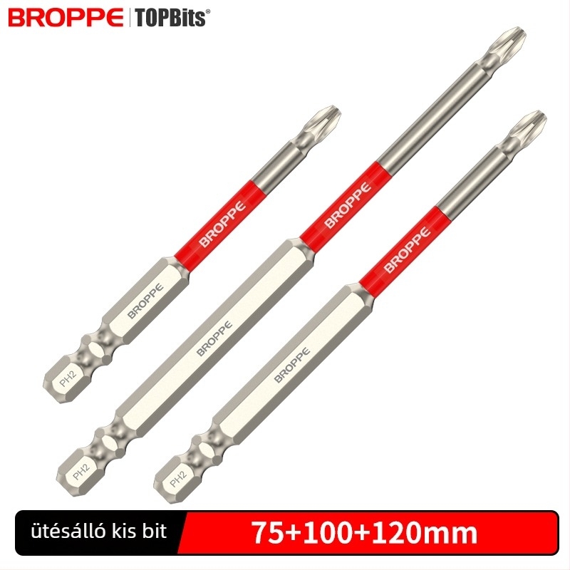 Keresztes bit fejjel ellátott elektromos fúró- és csavaró készlet, erős mágneses rögzítés, nagy nyomaték, ütésálló kivitel, HSS anyag