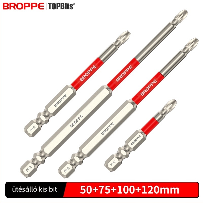 Keresztes bit fejjel ellátott elektromos fúró- és csavaró készlet, erős mágneses rögzítés, nagy nyomaték, ütésálló kivitel, HSS anyag