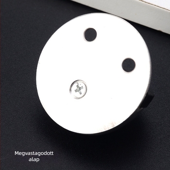 Rozsdamentes acélból készült teknőforma ajtóstopper, padlóra szerelve, gumírozott félkörös ütő, kézi működtetés