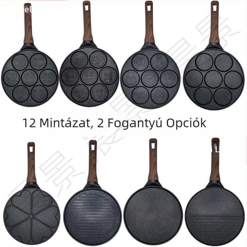 Serpenyő – tapadásmentes bevonat; test alumíniumötvözetből, alján 430 rozsdamentes acél; kettős rétegű aljzat; kompatibil indukciós tűzhely és gáztűzhely