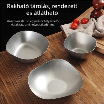 Vékony tál, 304 rozsdamentes acélból, retro stílus, matt felület, mikróban használható.
