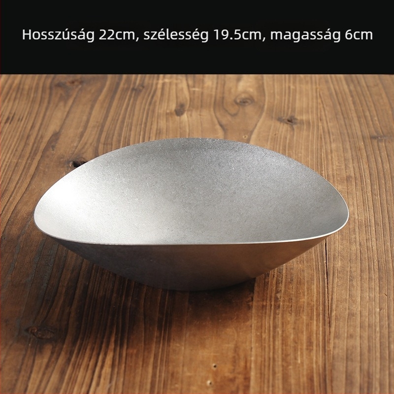 Vékony tál, 304 rozsdamentes acélból, retro stílus, matt felület, mikróban használható.