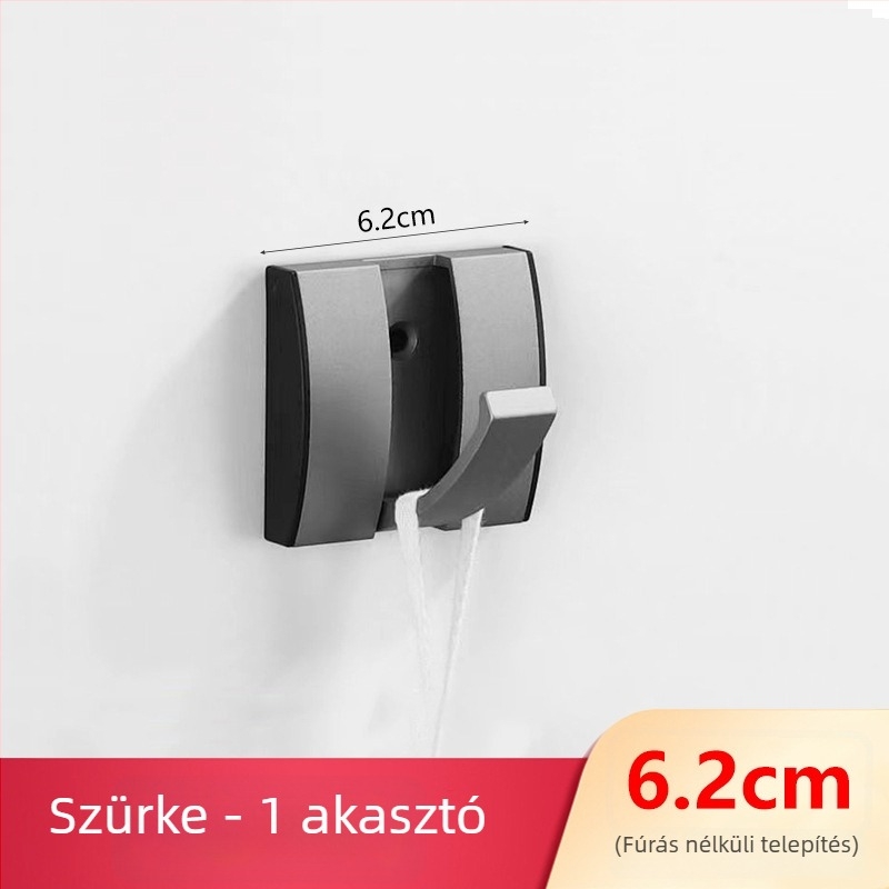 Rejtett ajtókampó folyosóra/előszobába — falra szerelt összecsukható kabát- és sapkakampó, fúrás nélküli — Space Aluminum, 444 g, Nano homokfúvás, Light Luxury, EU CE tanúsítvány
