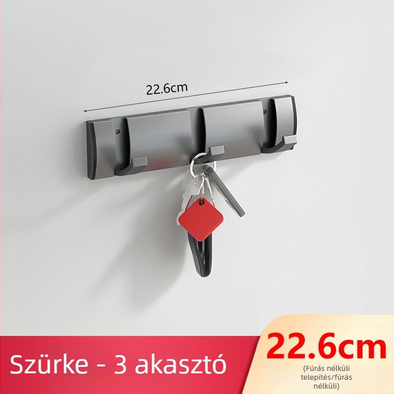 Rejtett ajtókampó folyosóra/előszobába — falra szerelt összecsukható kabát- és sapkakampó, fúrás nélküli — Space Aluminum, 444 g, Nano homokfúvás, Light Luxury, EU CE tanúsítvány