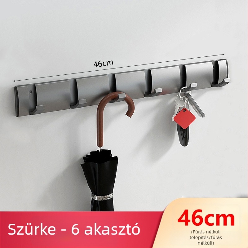 Rejtett ajtókampó folyosóra/előszobába — falra szerelt összecsukható kabát- és sapkakampó, fúrás nélküli — Space Aluminum, 444 g, Nano homokfúvás, Light Luxury, EU CE tanúsítvány