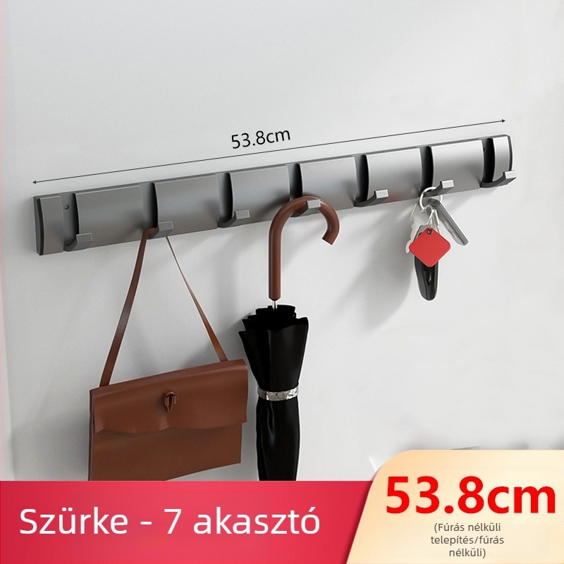 Rejtett ajtókampó folyosóra/előszobába — falra szerelt összecsukható kabát- és sapkakampó, fúrás nélküli — Space Aluminum, 444 g, Nano homokfúvás, Light Luxury, EU CE tanúsítvány
