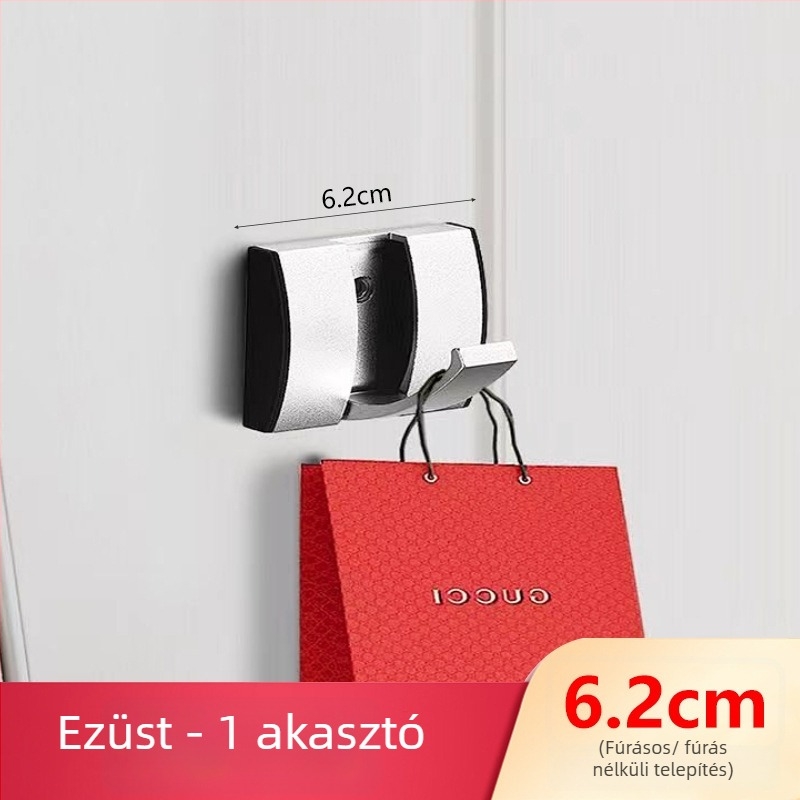 Rejtett ajtókampó folyosóra/előszobába — falra szerelt összecsukható kabát- és sapkakampó, fúrás nélküli — Space Aluminum, 444 g, Nano homokfúvás, Light Luxury, EU CE tanúsítvány