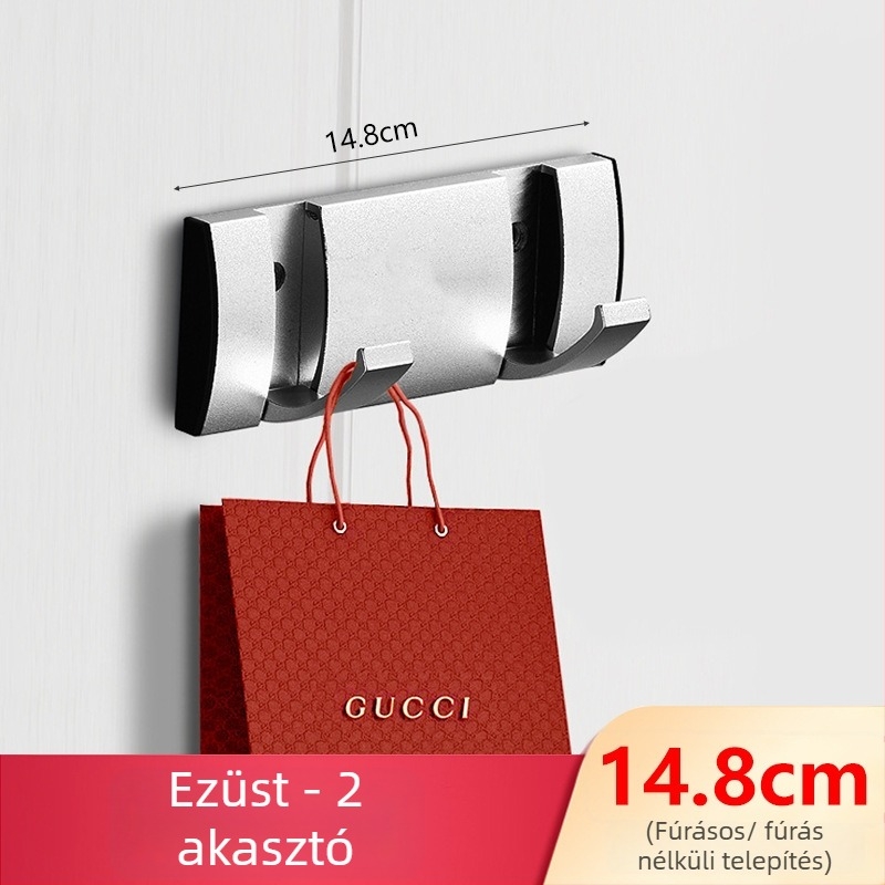 Rejtett ajtókampó folyosóra/előszobába — falra szerelt összecsukható kabát- és sapkakampó, fúrás nélküli — Space Aluminum, 444 g, Nano homokfúvás, Light Luxury, EU CE tanúsítvány