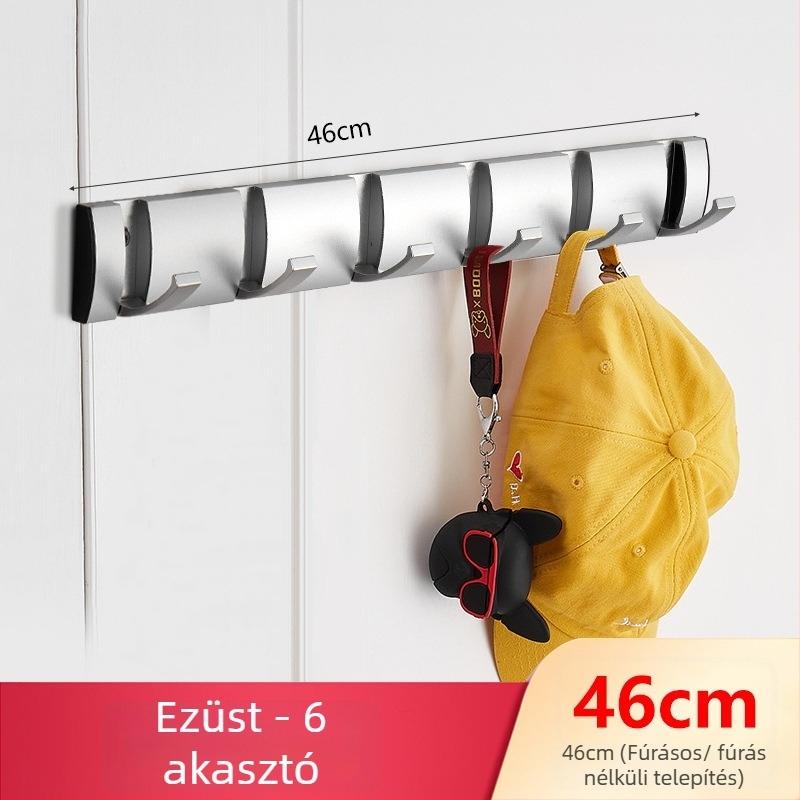 Rejtett ajtókampó folyosóra/előszobába — falra szerelt összecsukható kabát- és sapkakampó, fúrás nélküli — Space Aluminum, 444 g, Nano homokfúvás, Light Luxury, EU CE tanúsítvány