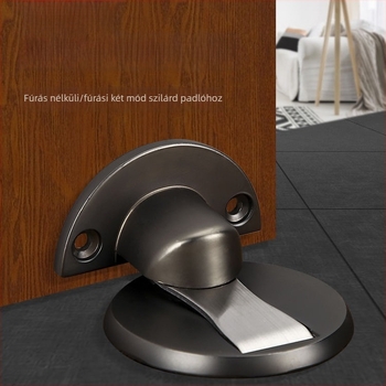 Padlóra szerelhető mágneses ajtóstop, cink ötvözetből, elektropolírozott felülettel, modell 528, modern egyszerű stílus