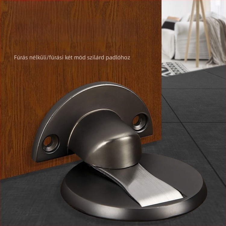 Padlóra szerelhető mágneses ajtóstop, cink ötvözetből, elektropolírozott felülettel, modell 528, modern egyszerű stílus