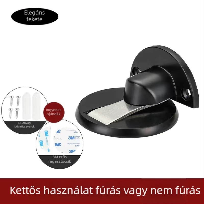 Padlóra szerelhető mágneses ajtóstop, cink ötvözetből, elektropolírozott felülettel, modell 528, modern egyszerű stílus