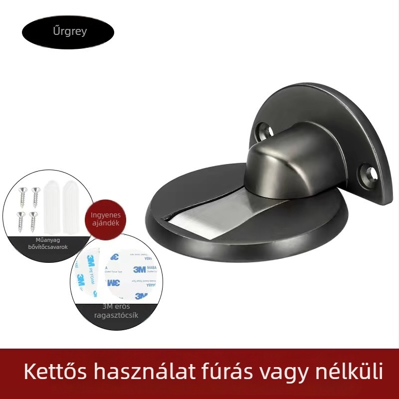 Padlóra szerelhető mágneses ajtóstop, cink ötvözetből, elektropolírozott felülettel, modell 528, modern egyszerű stílus