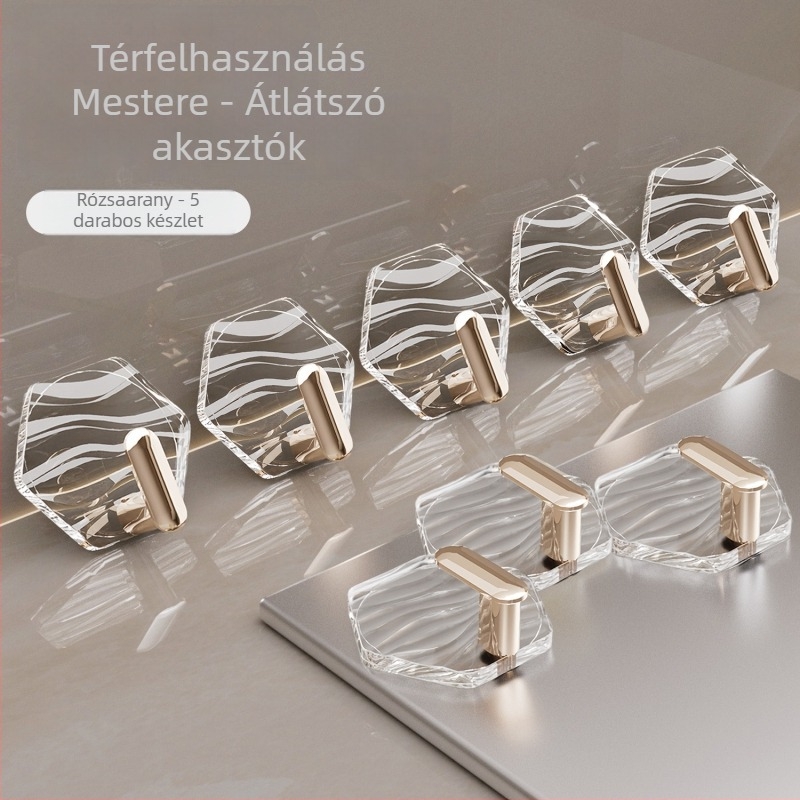 Ragasztó hexagonális horog PET-ből - Egyetlen horog, Könnyed luxus stílus, teherbírás 0-1 kg