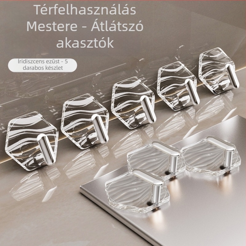 Ragasztó hexagonális horog PET-ből - Egyetlen horog, Könnyed luxus stílus, teherbírás 0-1 kg