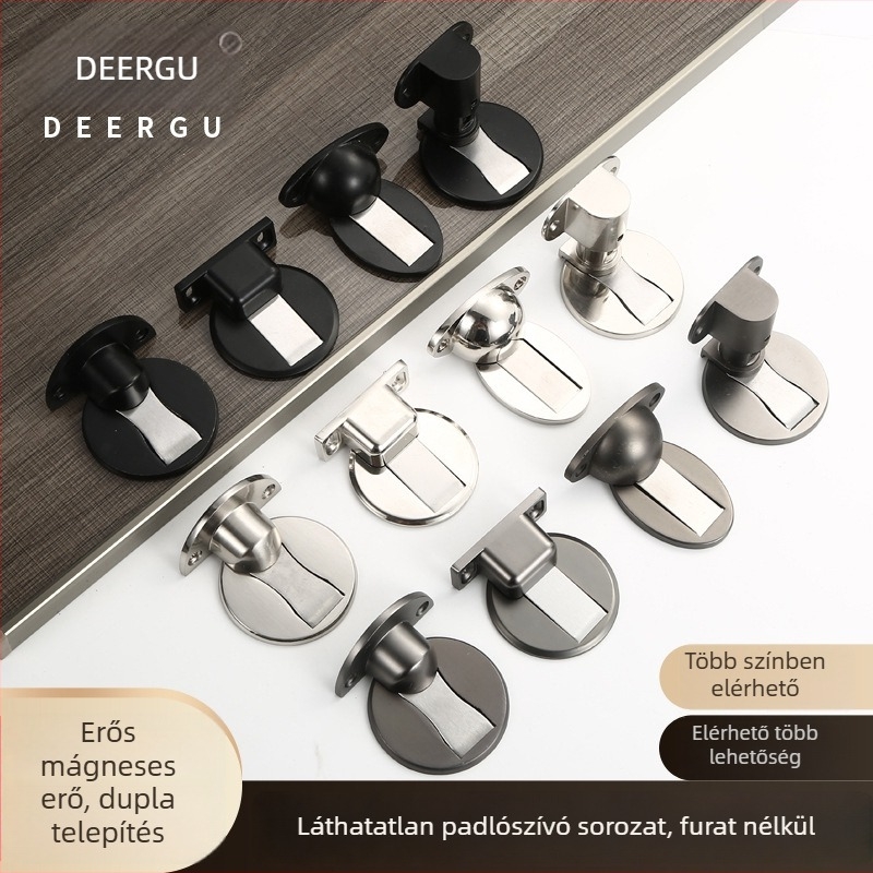 Mágneses ajtóstop, falra szerelhető, cink ötvözet, elektroplazált felület, modell 121, modern minimalista stílus