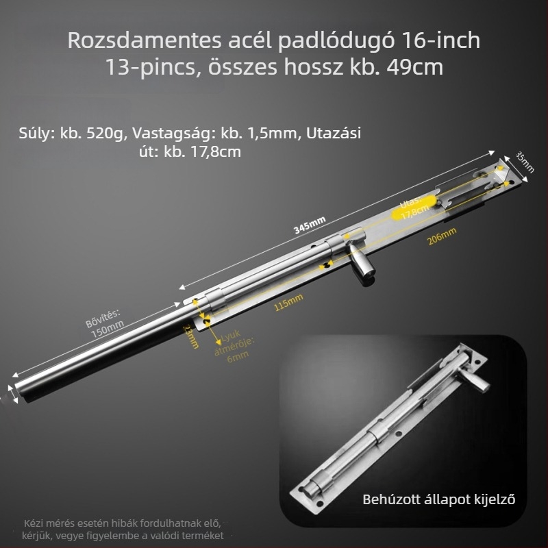 304 rozsdamentes acél – pillangózár, ajtózár, földre szerelhető, fa ajtókhoz, főajtókhoz és kovácsoltvas ajtókhoz
