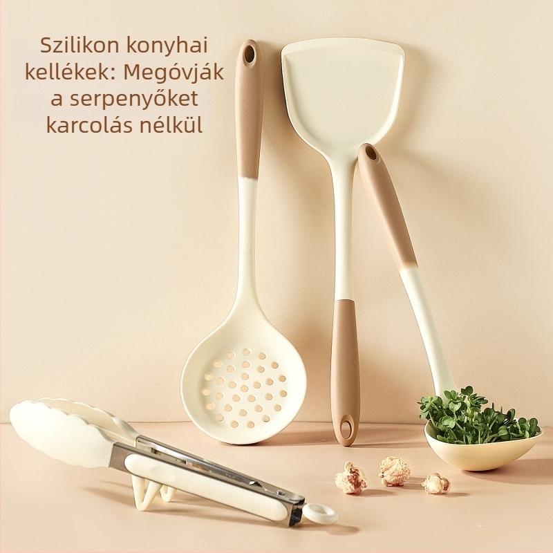 Xukang szilikon spatula készlet, 4 darab, élelmiszer-klipsz és leveskanál, tapadásmentes, csúszásmentes, hőálló