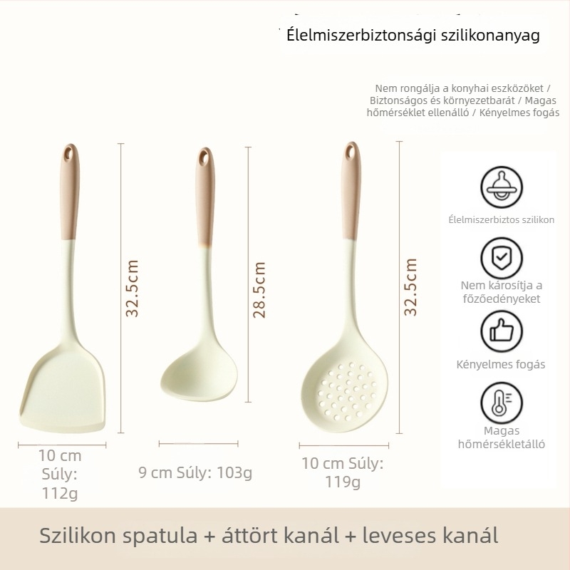 Xukang szilikon spatula készlet, 4 darab, élelmiszer-klipsz és leveskanál, tapadásmentes, csúszásmentes, hőálló