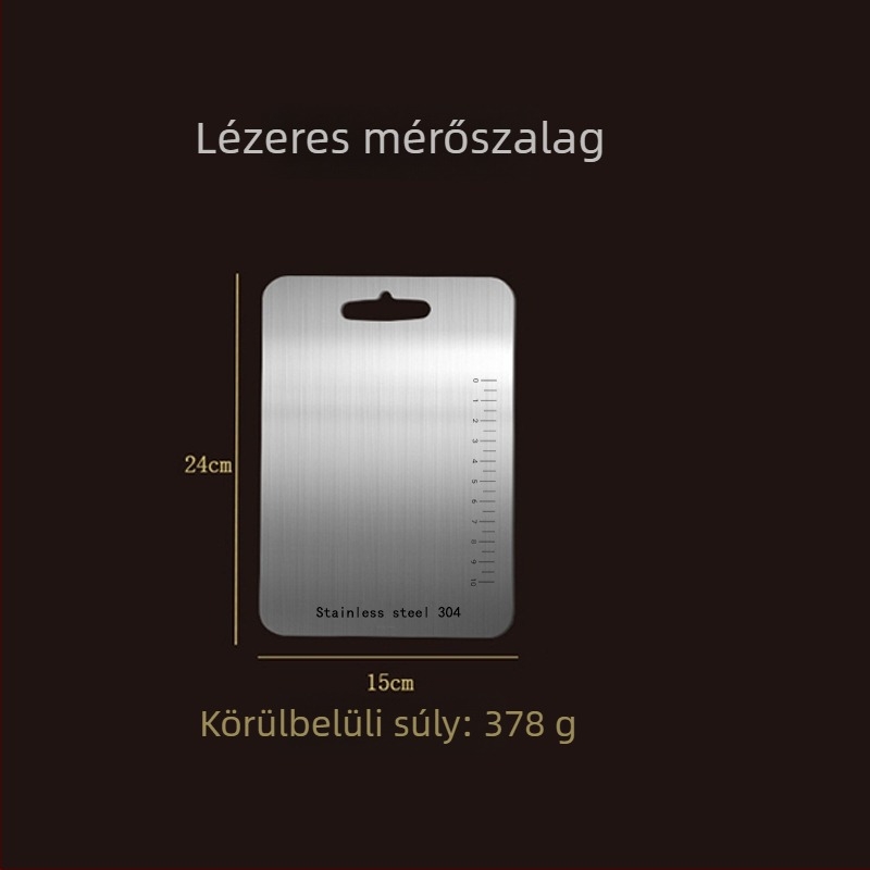 304 rozsdamentes acél vágódeszka, kétoldalas, élelmiszer-minőségű, vastagított kivitel, konyhai és otthoni használatra, gyümölcs és zöldség vágásához