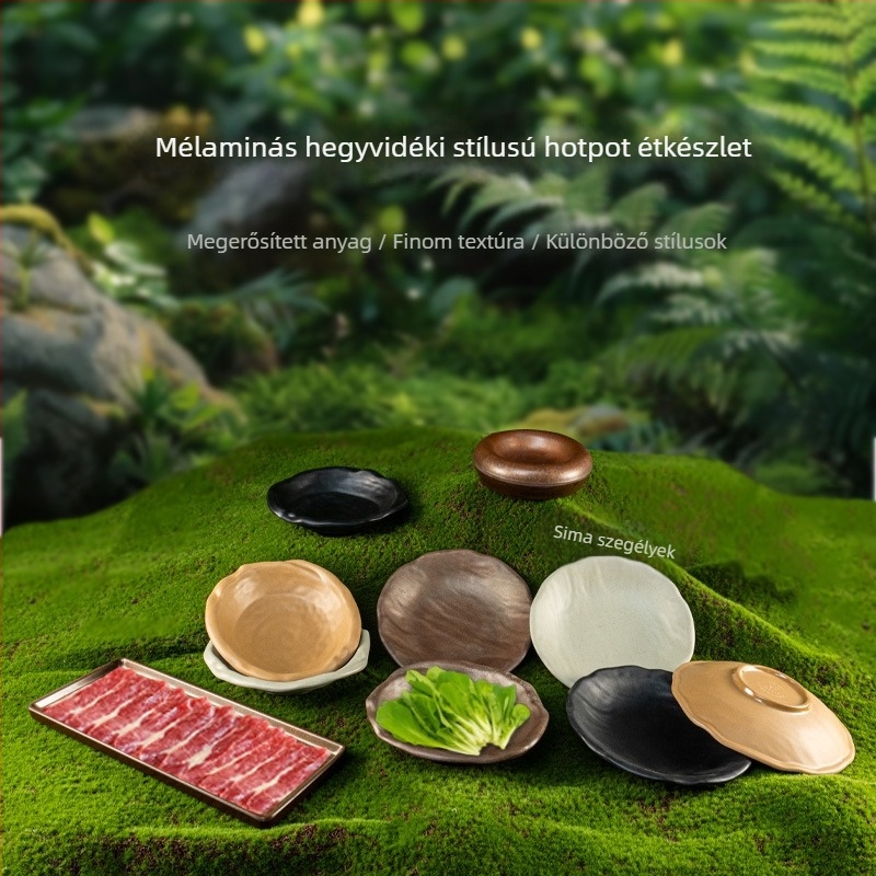 Melamin lapos téglalap alakú tál forró fazékhoz és grillsütéshez — polírozott felület, egyszínű minta, testreszabható