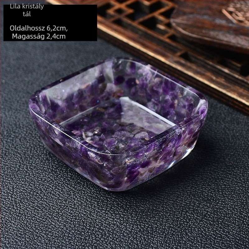 Négyzet formájú kristálytál – dekoratív ékszertároló, geometriai forma, modern minimál stílus