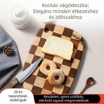 Tömörfa vágódeszka sakk-minta, kétoldalas és vastagított kivitelben, háztartási használatra.