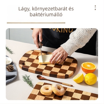 Tömörfa vágódeszka sakk-minta, kétoldalas és vastagított kivitelben, háztartási használatra.
