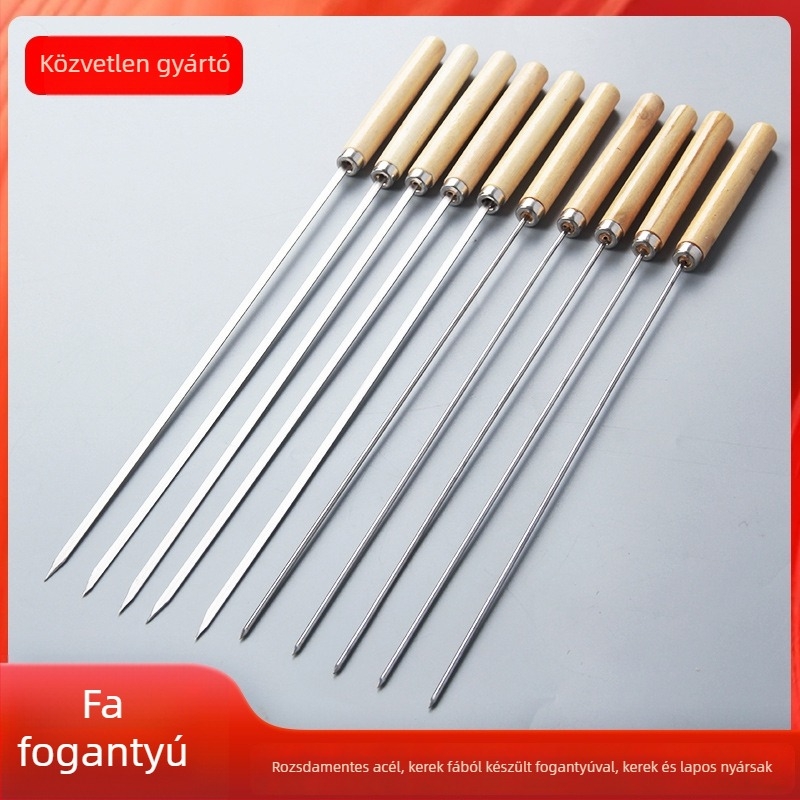 Dongsheng 304 rozsdamentes acél BBQ nyársak, lapos dizájn