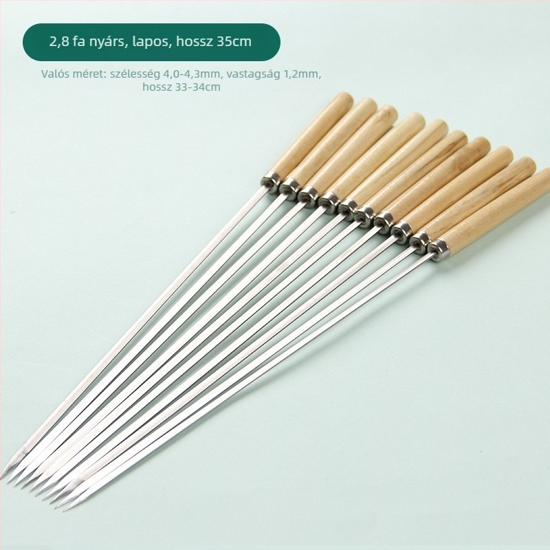 Dongsheng 304 rozsdamentes acél BBQ nyársak, lapos dizájn