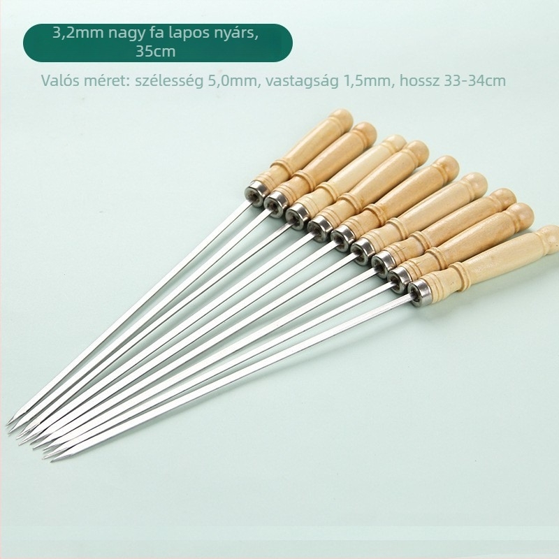 Dongsheng 304 rozsdamentes acél BBQ nyársak, lapos dizájn