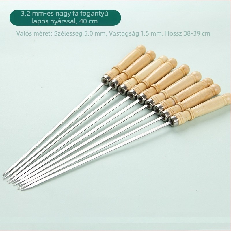 Dongsheng 304 rozsdamentes acél BBQ nyársak, lapos dizájn