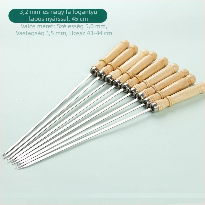Dongsheng 304 rozsdamentes acél BBQ nyársak, lapos dizájn