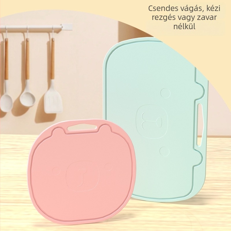 Szilikon vágódeszka, csúszásmentes, antibakteriális és antifungális hatású, kétoldalas, élelmiszerbiztonsági minőségű, alkalmas nyers és főtt ételekhez