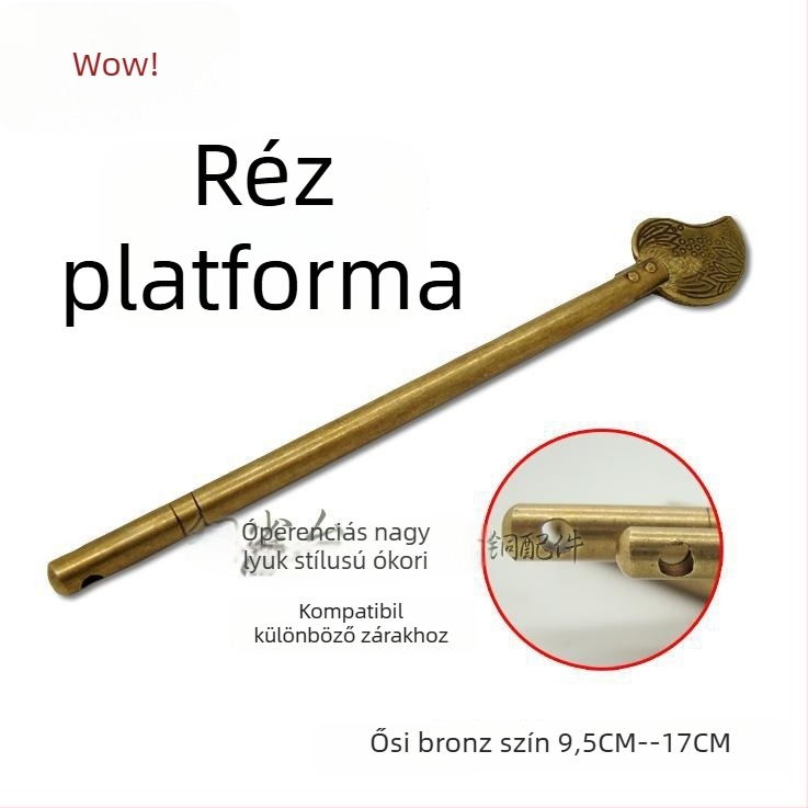 Ajtózár típus A, sárgaréz anyag, polírozott és öregedett felület, Tong Que márka, Új kínai stílus