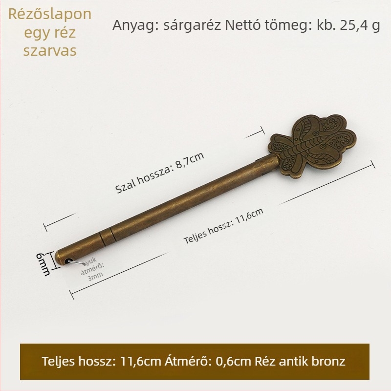 Ajtózár típus A, sárgaréz anyag, polírozott és öregedett felület, Tong Que márka, Új kínai stílus