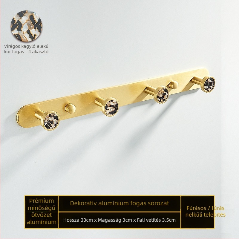 Fürdőszobai kampó alumíniumötvözetből, ragasztós, falra szerelhető fúrás nélkül, kagyló alakú, könnyed luxus stílus, súly 1 kg