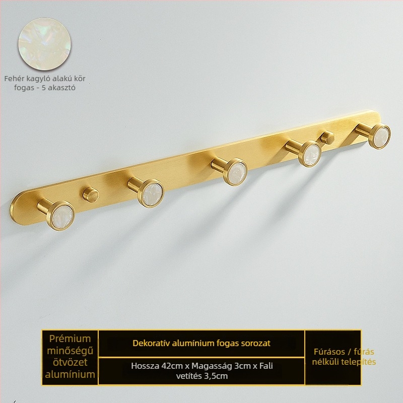 Fürdőszobai kampó alumíniumötvözetből, ragasztós, falra szerelhető fúrás nélkül, kagyló alakú, könnyed luxus stílus, súly 1 kg